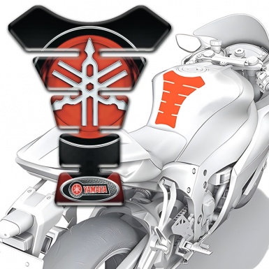 Yamaha Tank Pad Motorbike Clear Black Base Style Big Red Logo 