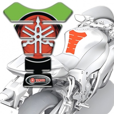 Yamaha Tank Pad Protector Green Motive Design Big Red logo Style 