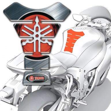 Yamaha Tank Guard Pads Brushed Metal effect base Classic Logo 