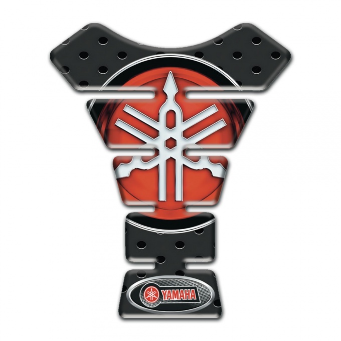 Yamaha Tank Guard Pads  Perforated Base Style Big Red logo 