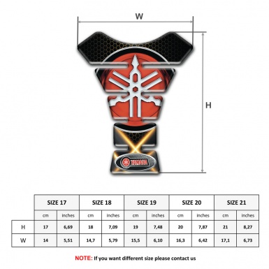 Yamaha Tank Pad Protector Crossed orange Lights Effect with Big Red Logo 