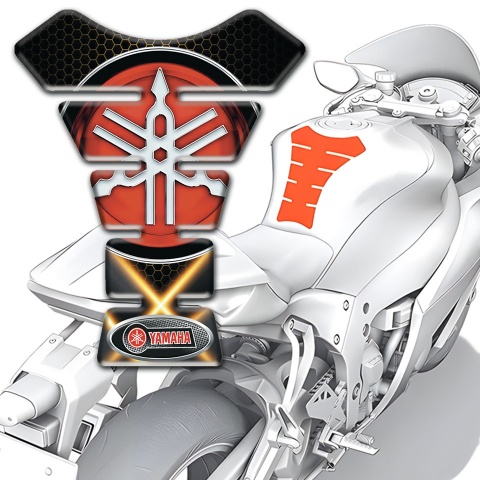 Yamaha Tank Pad Protector Crossed orange Lights Effect with Big Red Logo 