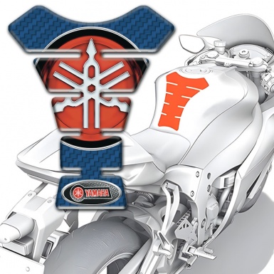 Yamaha Tank Pad Motorbike Navy Blue Carbon Print and Big Logo style 
