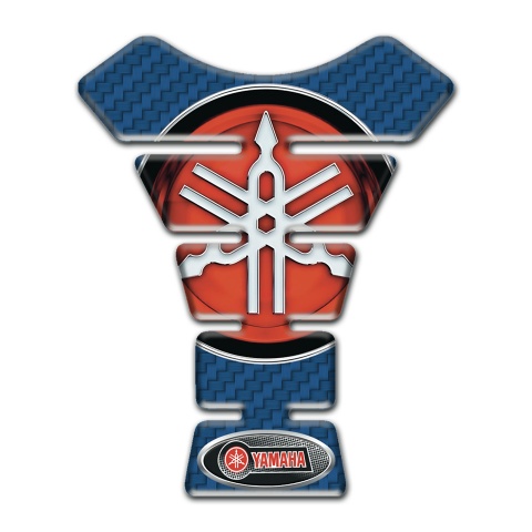 Yamaha Tank Pad Motorbike Navy Blue Carbon Print and Big Logo style 