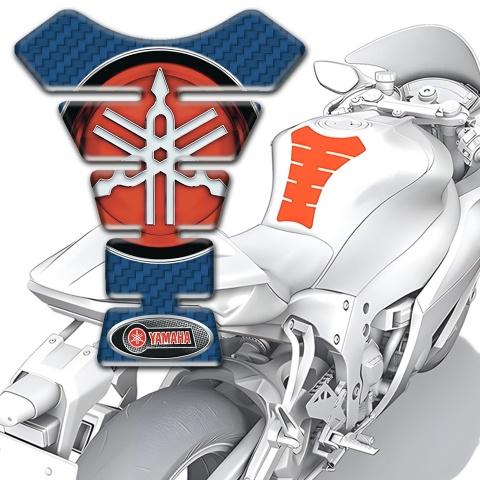 Yamaha Tank Pad Motorbike Navy Blue Carbon Print and Big Logo style 