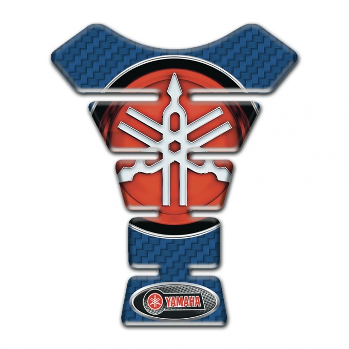 Yamaha Tank Pad Motorbike Navy Blue Carbon Print and Big Logo style 