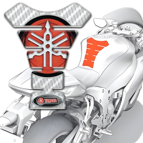 Yamaha Tank Guard Pads White Carbon Style Big Logo edition 