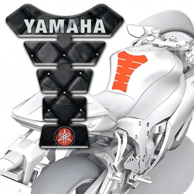 Yamaha Tank Guard Pads Black Leather effect Inscription Logo Style 