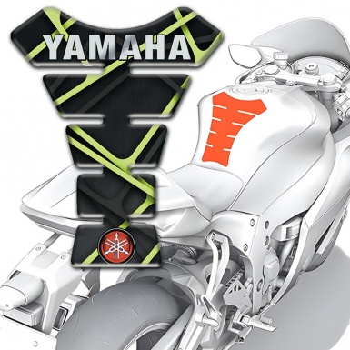 Yamaha Tank Pad Motorbike Green Stripes Design Inscription Logo Style 