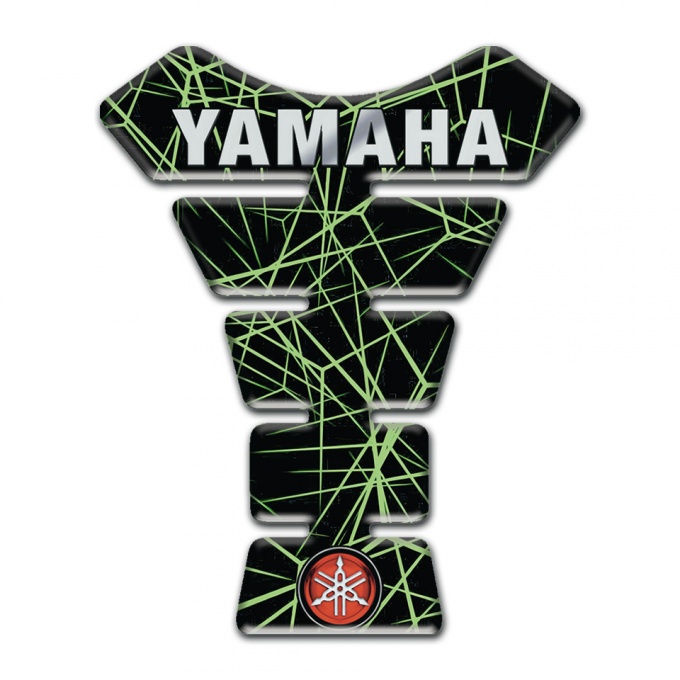 Yamaha Tank Pad Protector Black Base with Green Spider Web Decoration