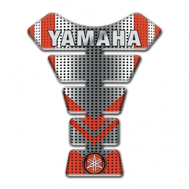 Yamaha Tank Pad Motorbike Metal Perforated Effect with Red Decoration 