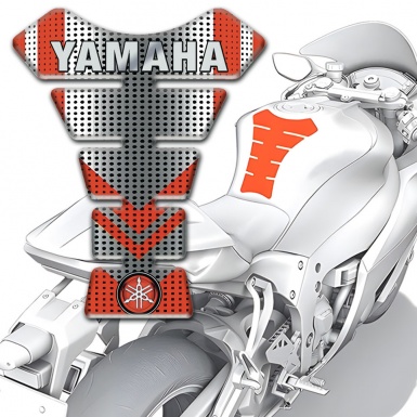 Yamaha Tank Pad Motorbike Metal Perforated Effect with Red Decoration 