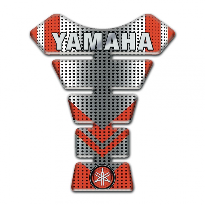 Yamaha Tank Pad Motorbike Metal Perforated Effect with Red Decoration 