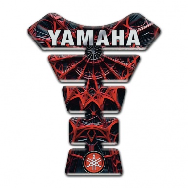 Yamaha Tank Pad Motorbike Red Spider Web Design and Logo Inscription Style 