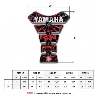 Yamaha Tank Pad Motorbike Red Spider Web Design and Logo Inscription Style 