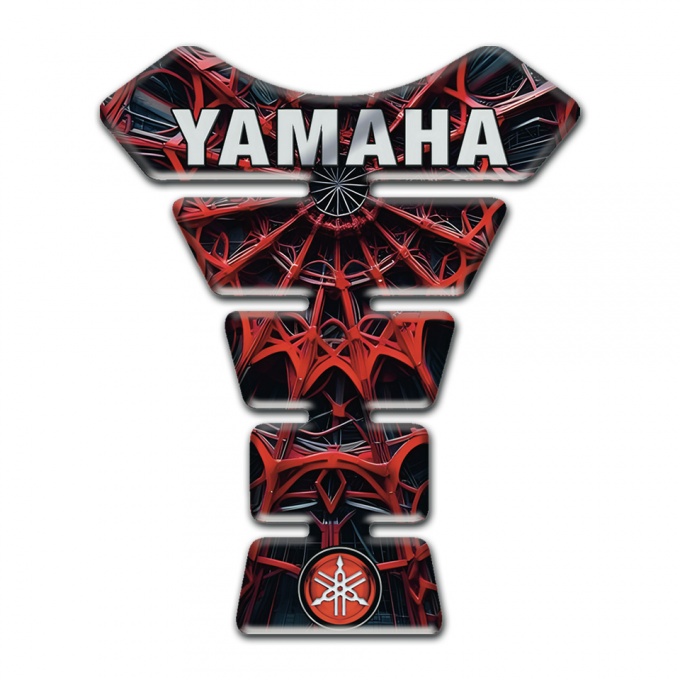 Yamaha Tank Pad Motorbike Red Spider Web Design and Logo Inscription Style 