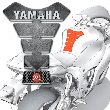 Yamaha  Tank Guard Pads Scratched stone Effect anD Gray Logo Inscription 
