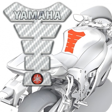 Yamaha Tank Guard Pads White Carbon with Logo Inscription 