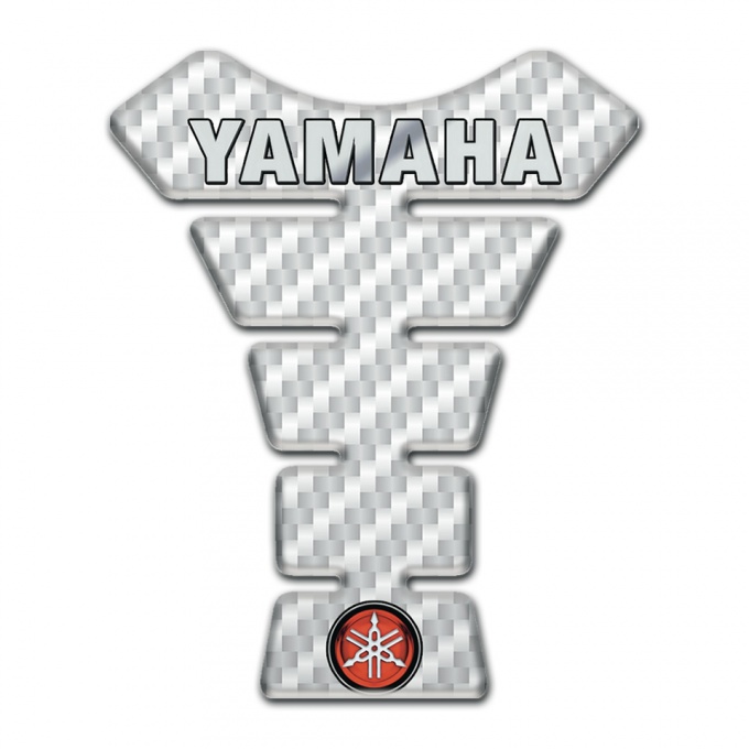 Yamaha Tank Guard Pads White Carbon with Logo Inscription 