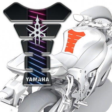 Yamaha Tank Pad Motorbike Neon Lines Design bade White Logo 