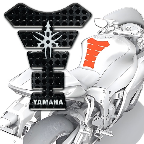 Yamaha Tank Protector Black Perforated base White Logo 