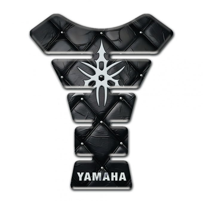 Yamaha Tank Guard Pads Black Leather effect White logo 
