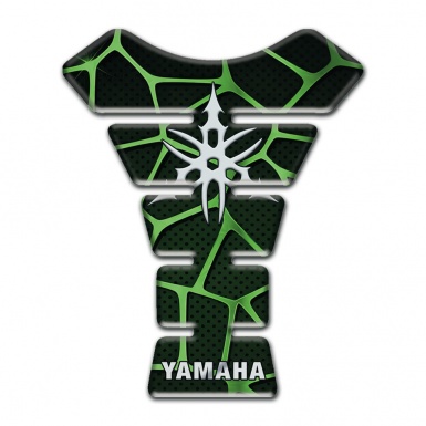 Yamaha Tank Protector Black with Green patterns Base White Unique Logo 