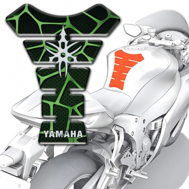 Yamaha Tank Protector Black with Green patterns Base White Unique Logo 