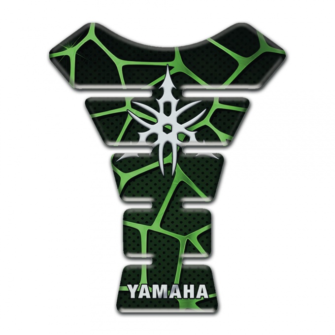 Yamaha Tank Protector Black with Green patterns Base White Unique Logo 