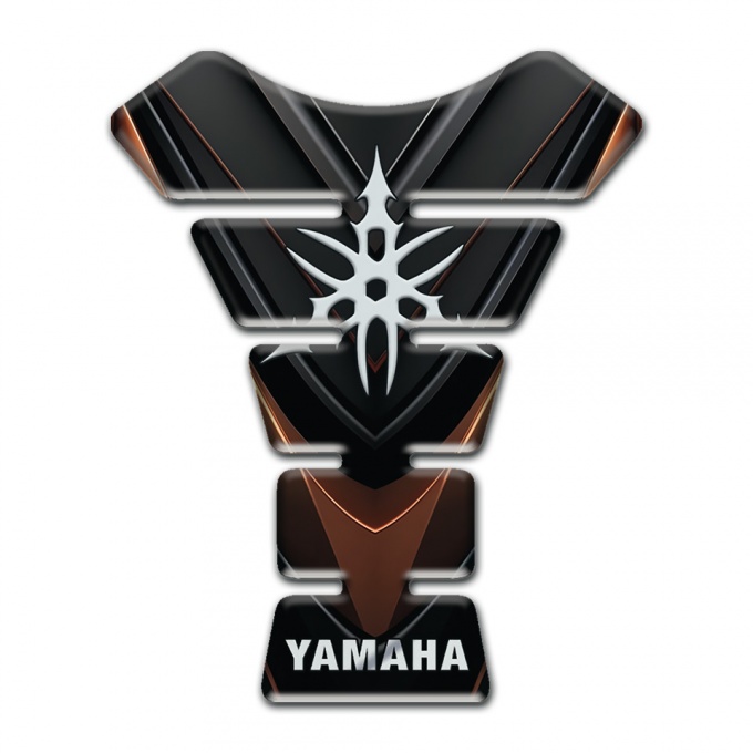 Yamaha Tank Guard Pads Black Brown Base White Logo 