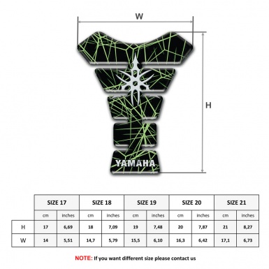 Yamaha Tank Pad Motorbike Green Spider Web Design Base White Logo Style