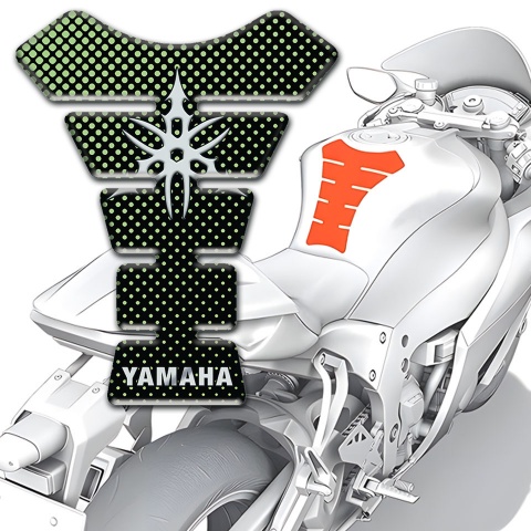 Yamaha Tank Protector Green Dots Bse Style White Logo 