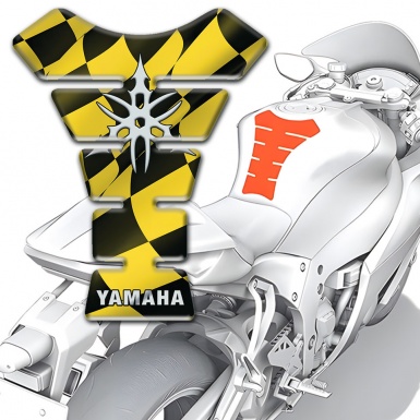 Yamaha Tank Protector Black Yellow Squares Version 