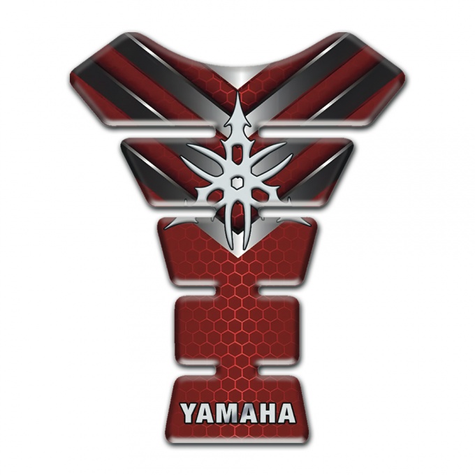 Yamaha Tank Pad Motorbike Red Base with Nikel V Shape Decoration 