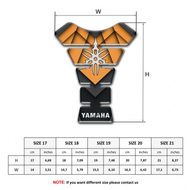 Yamaha Tank Pad Motorbike Orange Details High-Quality Silicone Sticker 
