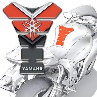 Yamaha Tank Pad Motorbike Orange Grey patterns Background White Logo Style 