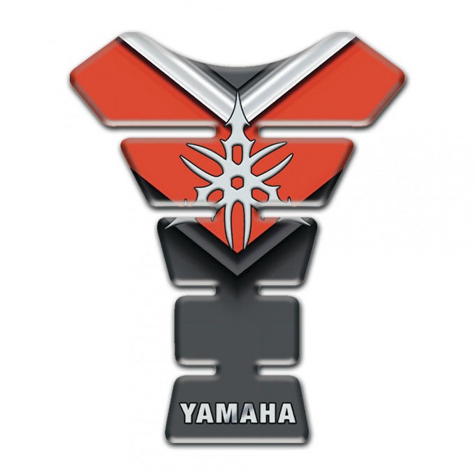 Yamaha Tank Pad Motorbike Orange Grey patterns Background White Logo Style 