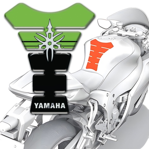 Yamaha Tank Pad Motorbike Green Black print White logo 