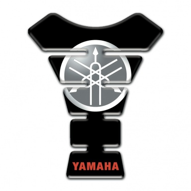 Yamaha Tank Guard Pads Black Base and Round White Grey logo 