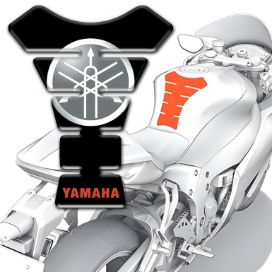 Yamaha Tank Guard Pads Black Base and Round White Grey logo 