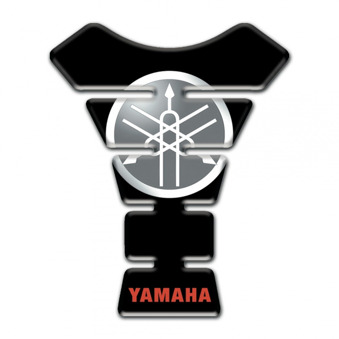 Yamaha Tank Guard Pads Black Base and Round White Grey logo 