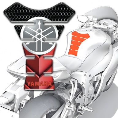 Yamaha Tank Fuse Style Red Black Base and Round Grey Logo 