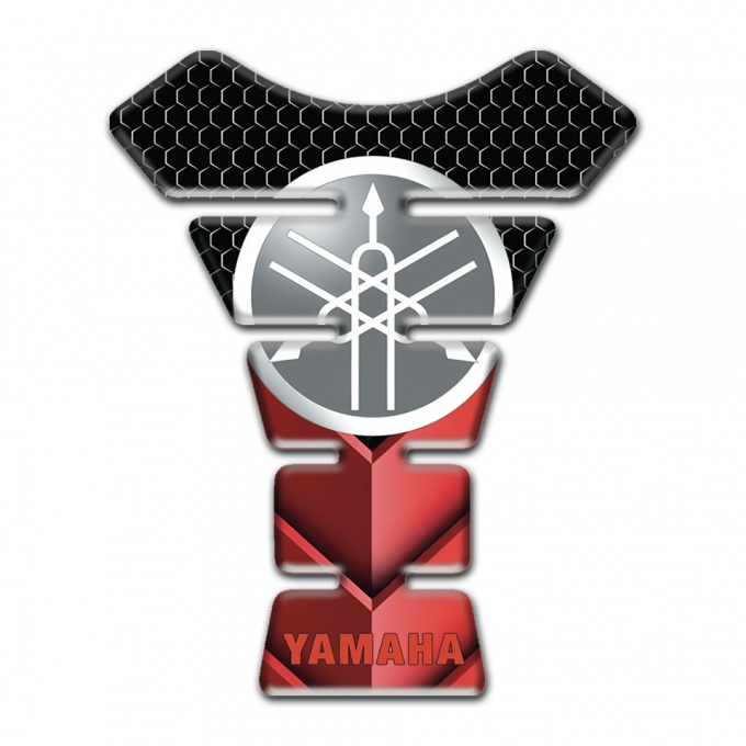 Yamaha Tank Fuse Style Red Black Base and Round Grey Logo 