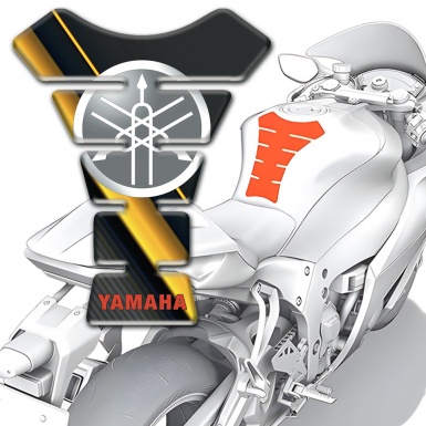 Yamaha Tank Protector Black with Diagonal Yellow Tapes model 