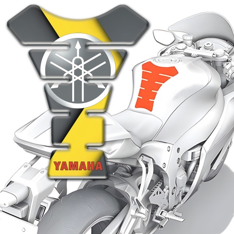 Yamaha Tank Fuse Grey Yellow Base with White Grey Logo 