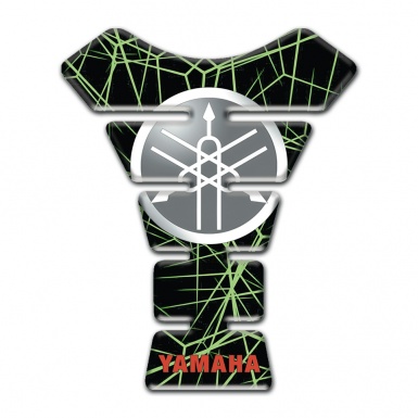 Yamaha Tank Guard Pads Green Spider Web Style and Grey Classic Logo 