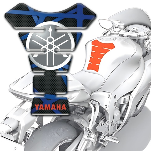 Yamaha Tank Guard Pads Black with Blue Stripes Design and Circle Logo 