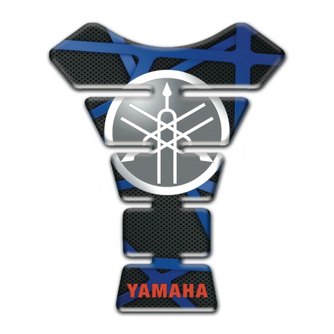 Yamaha Tank Guard Pads Black with Blue Stripes Design and Circle Logo 