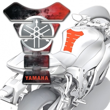 Yamaha Tank Pad Motorbike Mixed Colors background and Circle White Grey Logo 