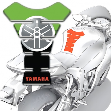 Yamaha Tank Pad Motorbike Black Green Background Style Circle Logo Design 